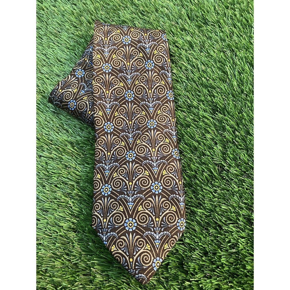 ROBERT TALBOTT Best of Class Men's Silk Necktie USA Designer FLORAL Brown 56"